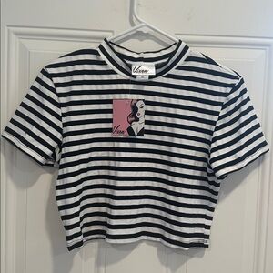 Bad Girl Crop Top in Stripe Vixen Micheline Pitt XL NWT